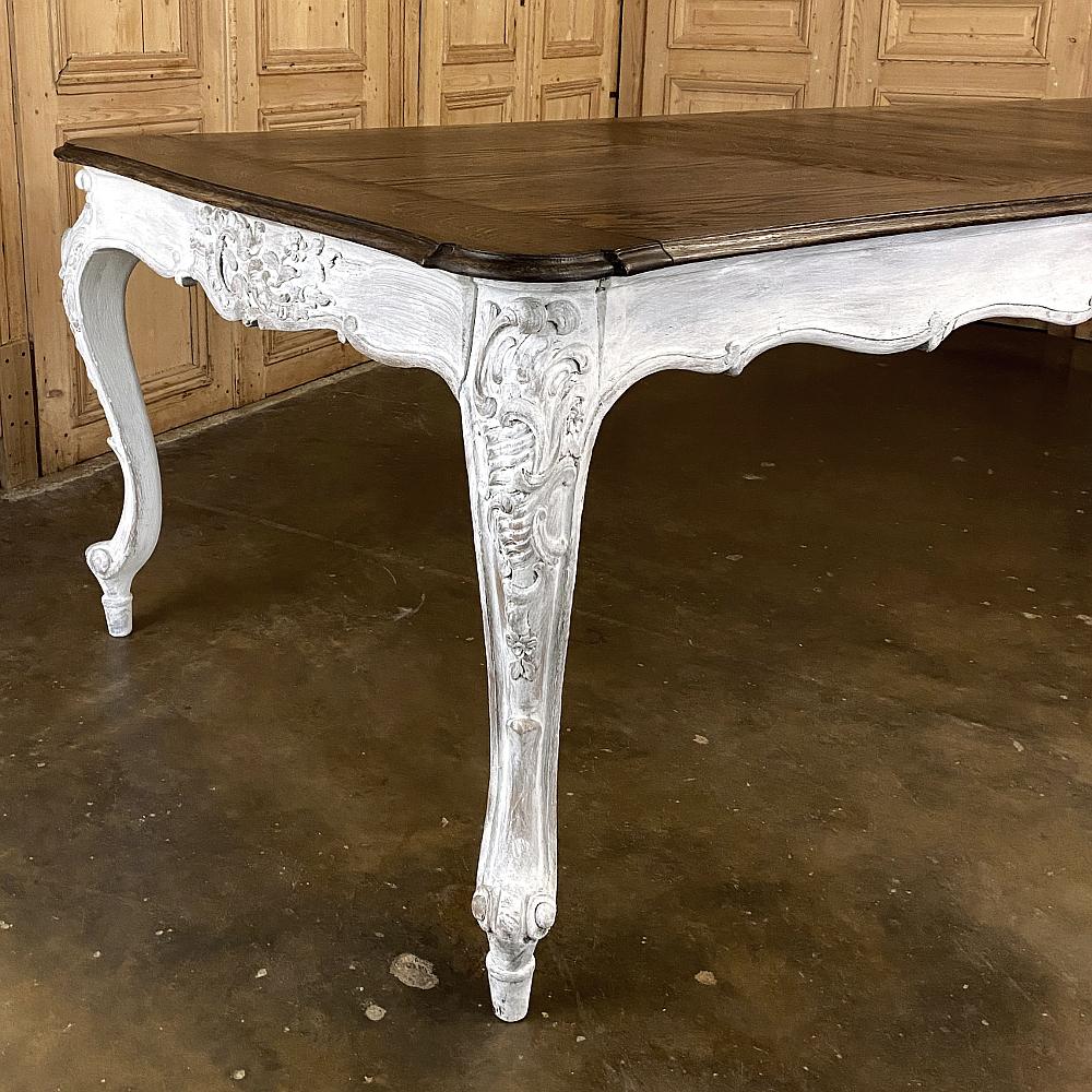 20th Century Antique Country French Louis XV Carved and Painted Banquet Table