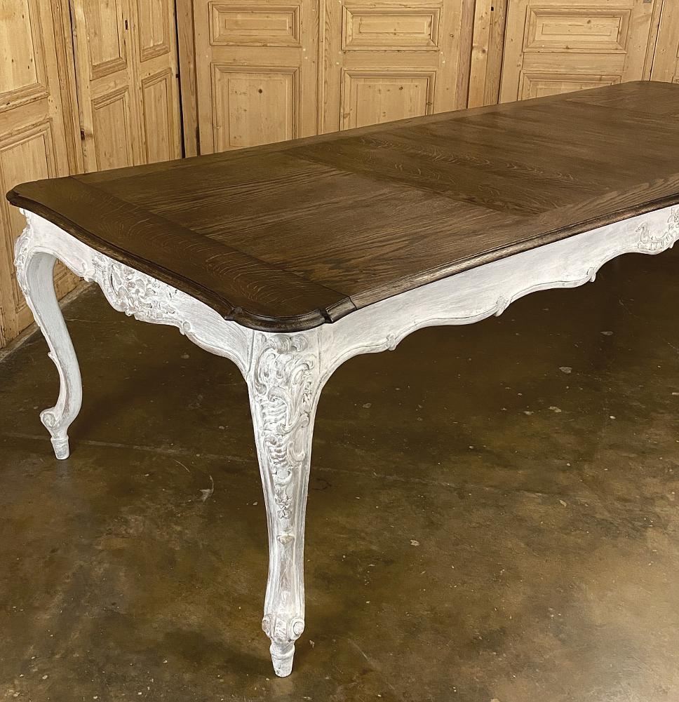 Antique Country French Louis XV Carved and Painted Banquet Table 2