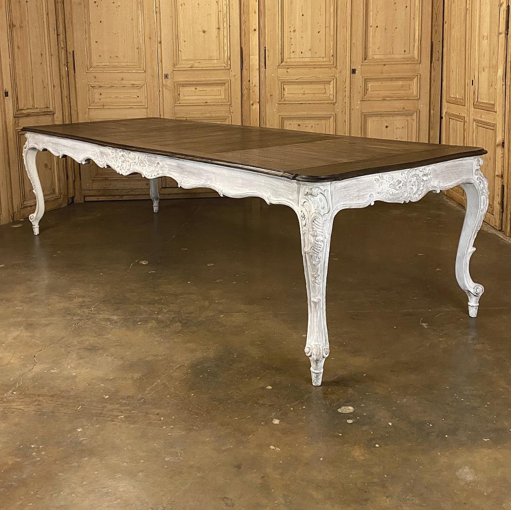 Antique Country French Louis XV Carved and Painted Banquet Table 3