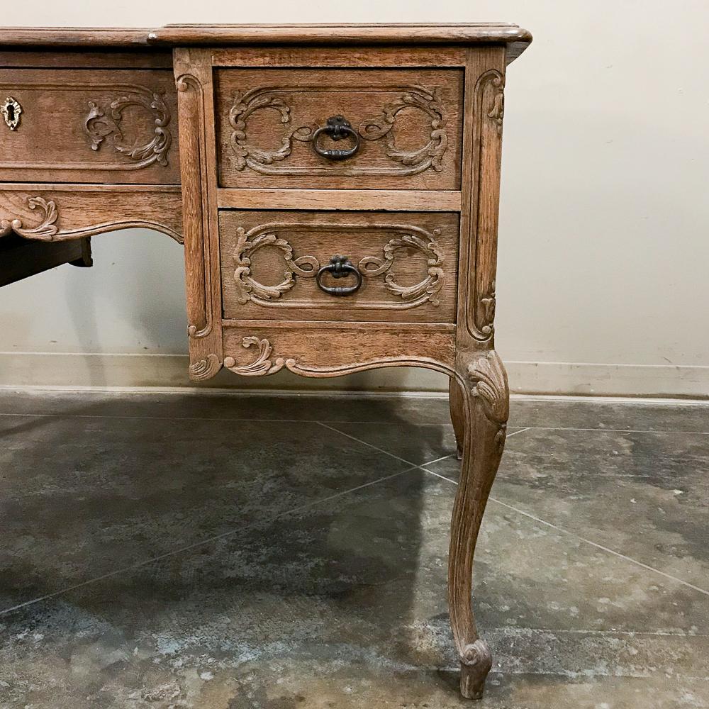 Antique Country French Louis XV Stripped Oak Desk 4