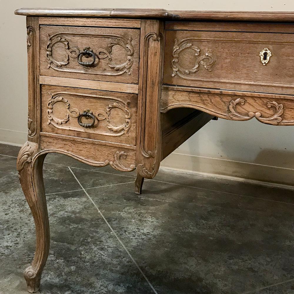Antique Country French Louis XV Stripped Oak Desk 5