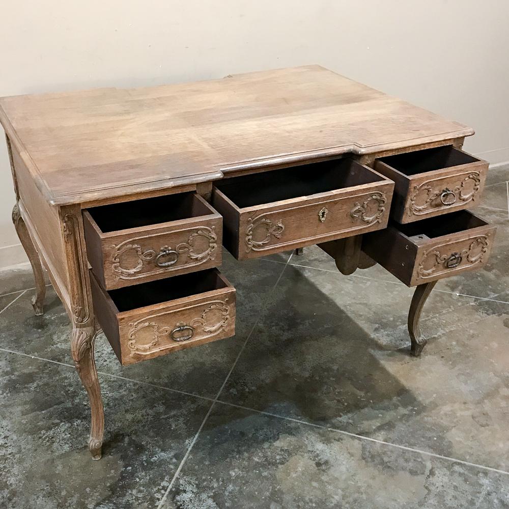 20th Century Antique Country French Louis XV Stripped Oak Desk