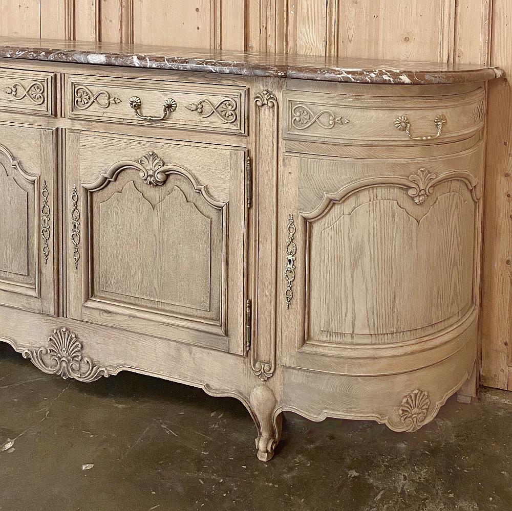 Antique Country French Louis XV Stripped Oak Marble Top Buffet 4
