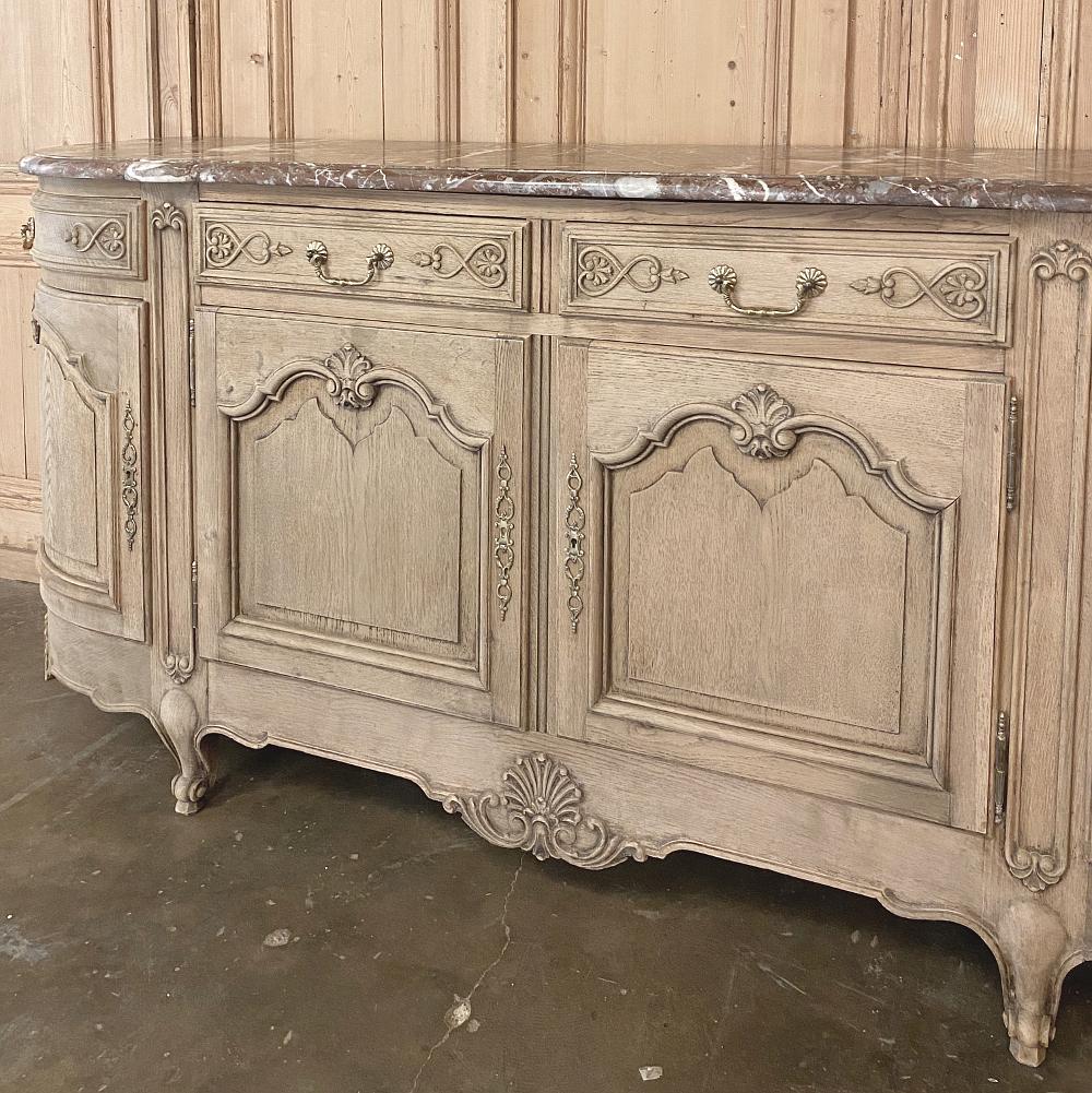Antique Country French Louis XV Stripped Oak Marble Top Buffet 5