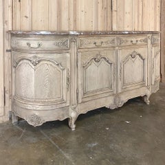 Antique Country French Louis XV Stripped Oak Marble Top Buffet
