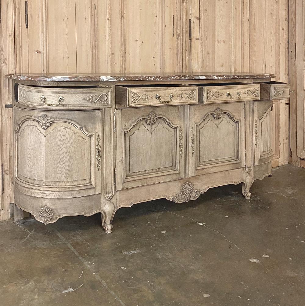 Antique Country French Louis XV Stripped Oak Marble Top Buffet 1
