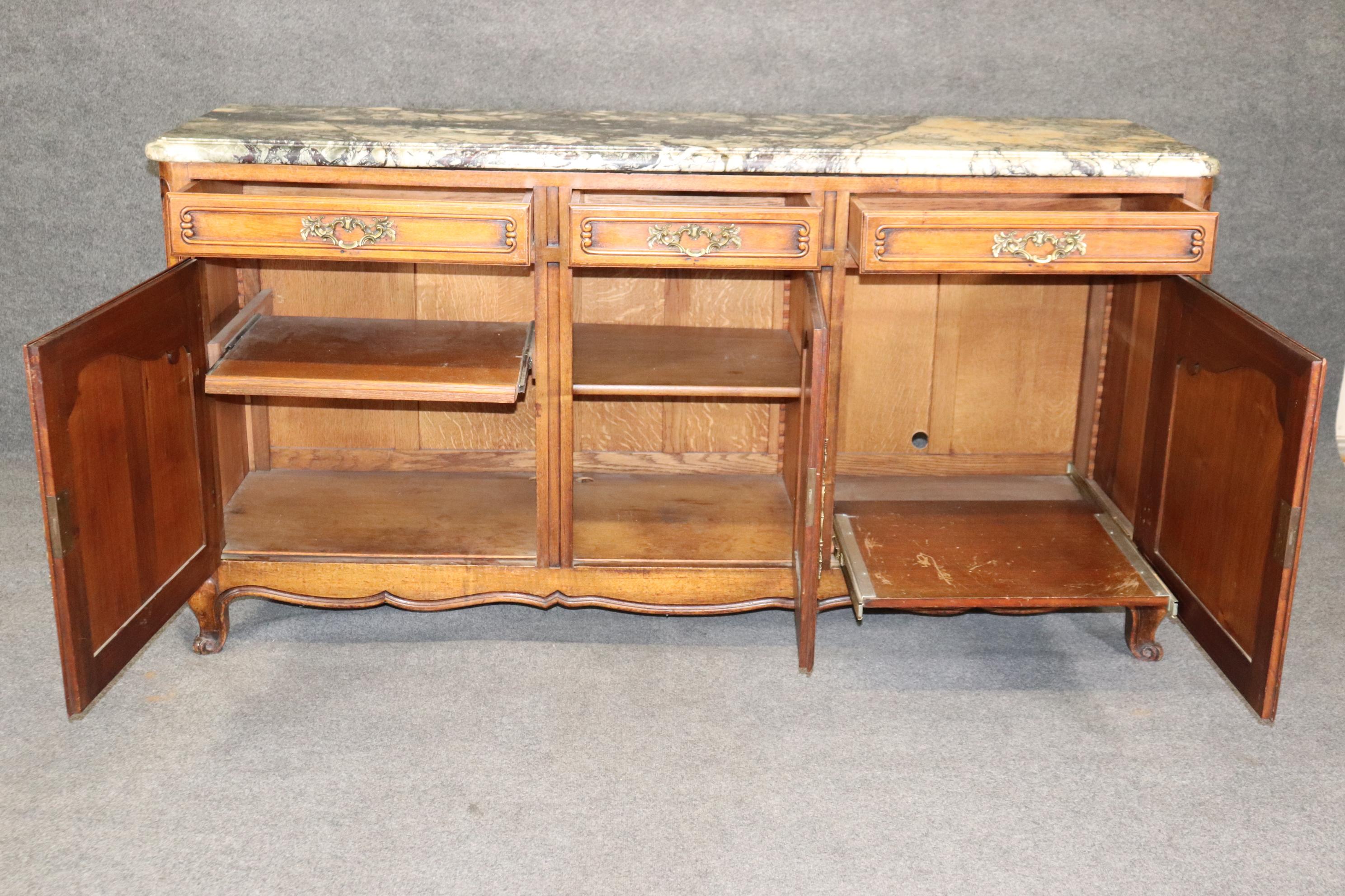 Antique Country French Louis XV Style Marble Top Sideboard circa 1920's For Sale 3