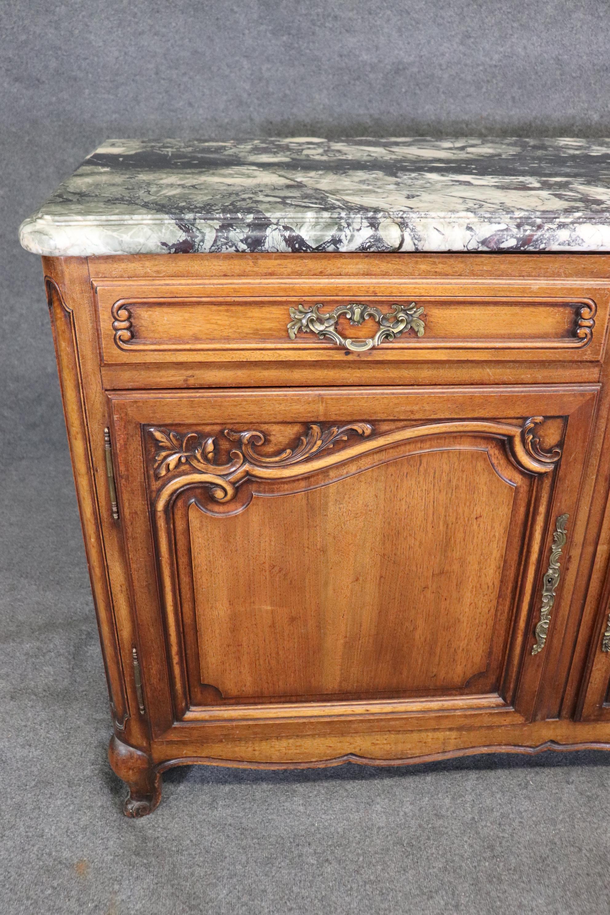 Antique Country French Louis XV Style Marble Top Sideboard circa 1920's For Sale 4