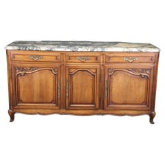 Antique Country French Louis XV Style Marble Top Sideboard circa 1920's