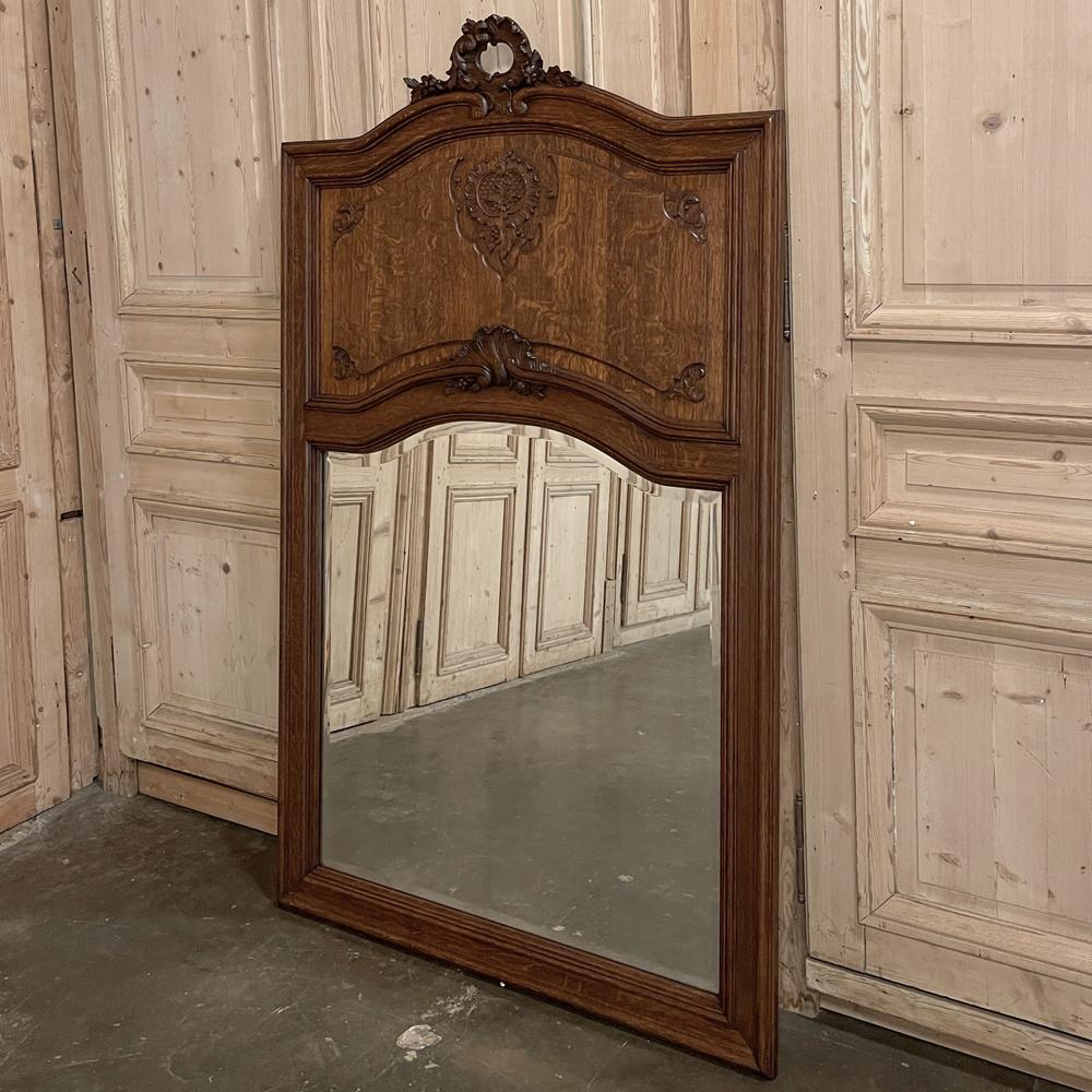 Beveled Antique Country French Louis XV Trumeau For Sale