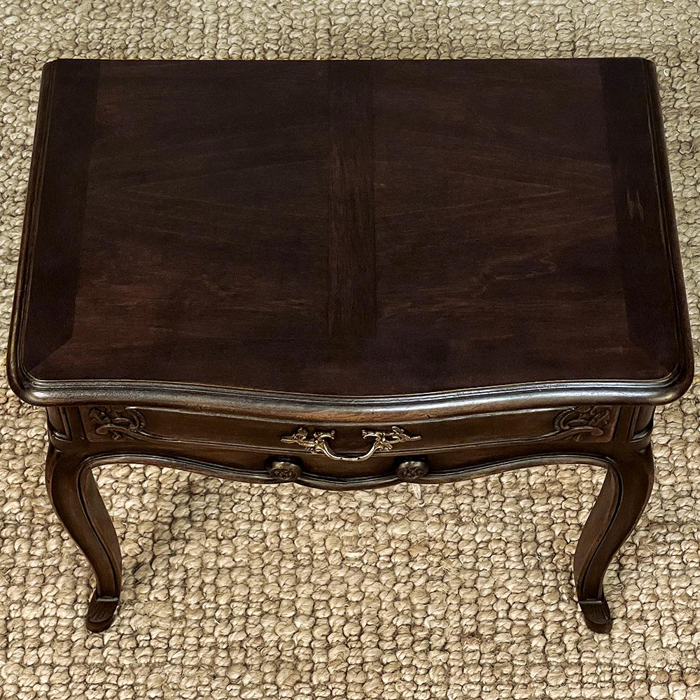 Brass Antique Country French Louis XV Walnut Nightstand ~ End Table For Sale
