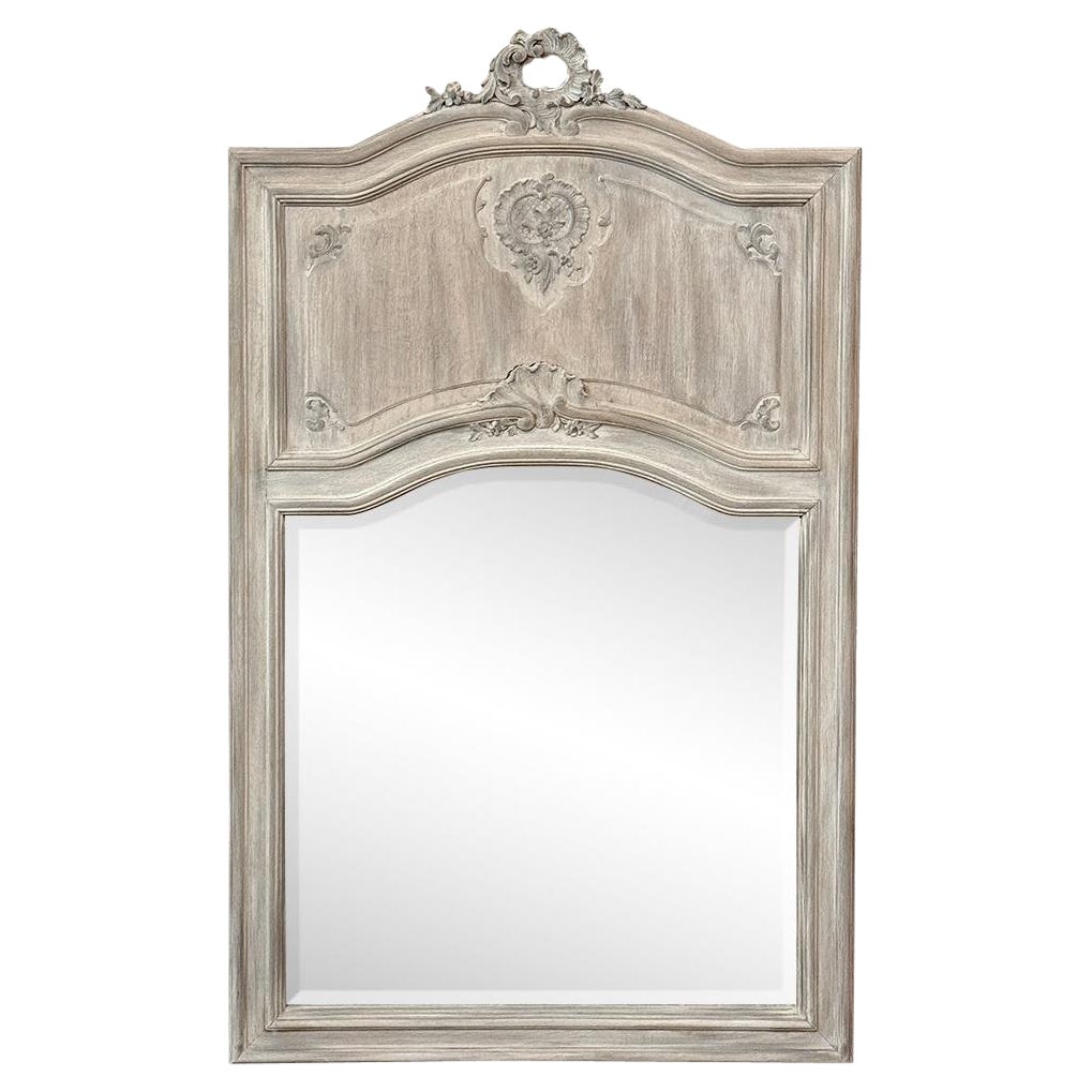 Antique miroir Trumeau Louis XV blanchi à la chaux français