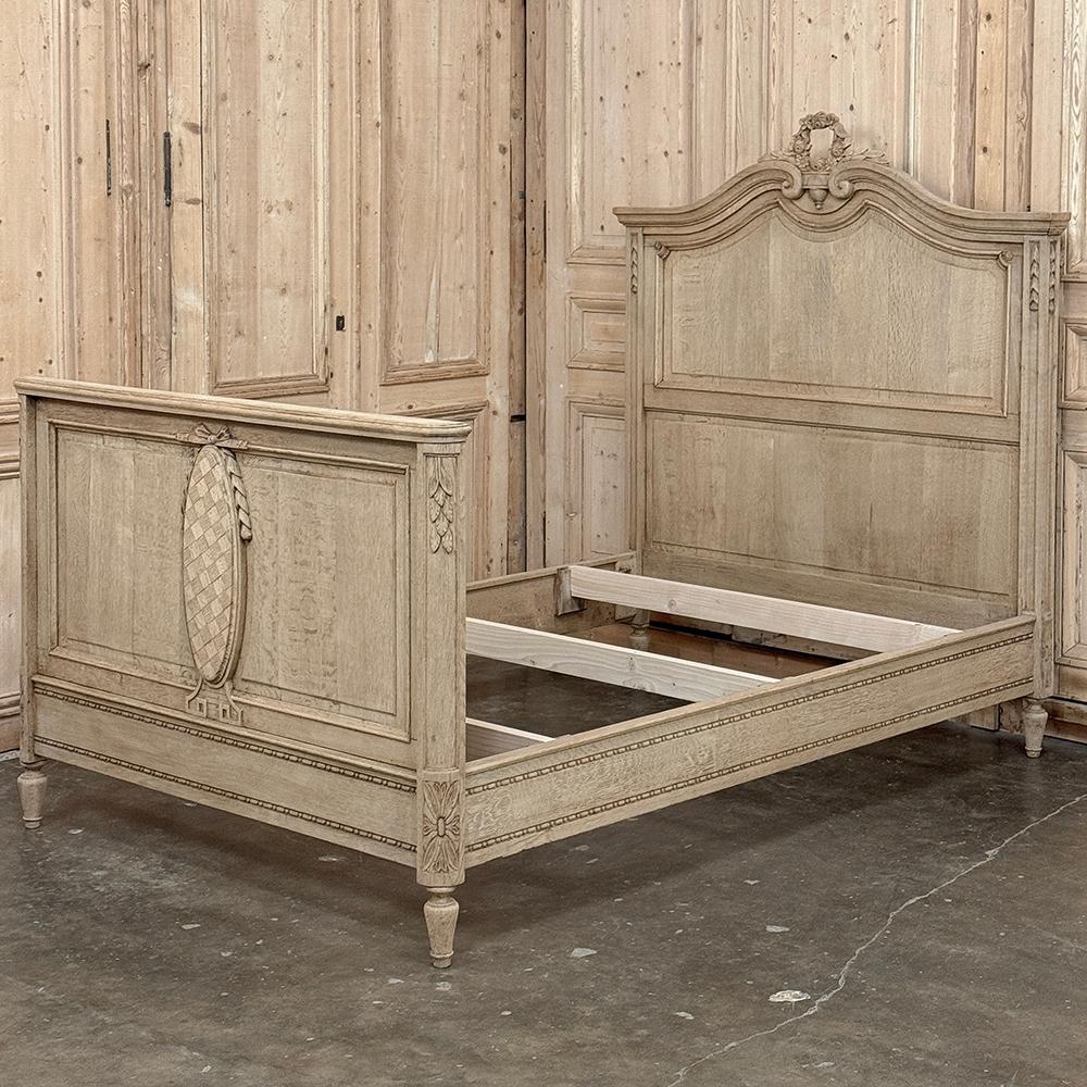 Antique Country French Louis XVI Stripped 3/4 Bed In Good Condition For Sale In Dallas, TX