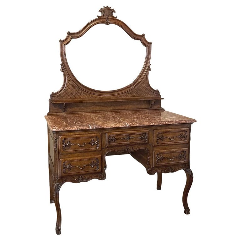 Antique Country French Marble Top Vanity For Sale at 1stDibs