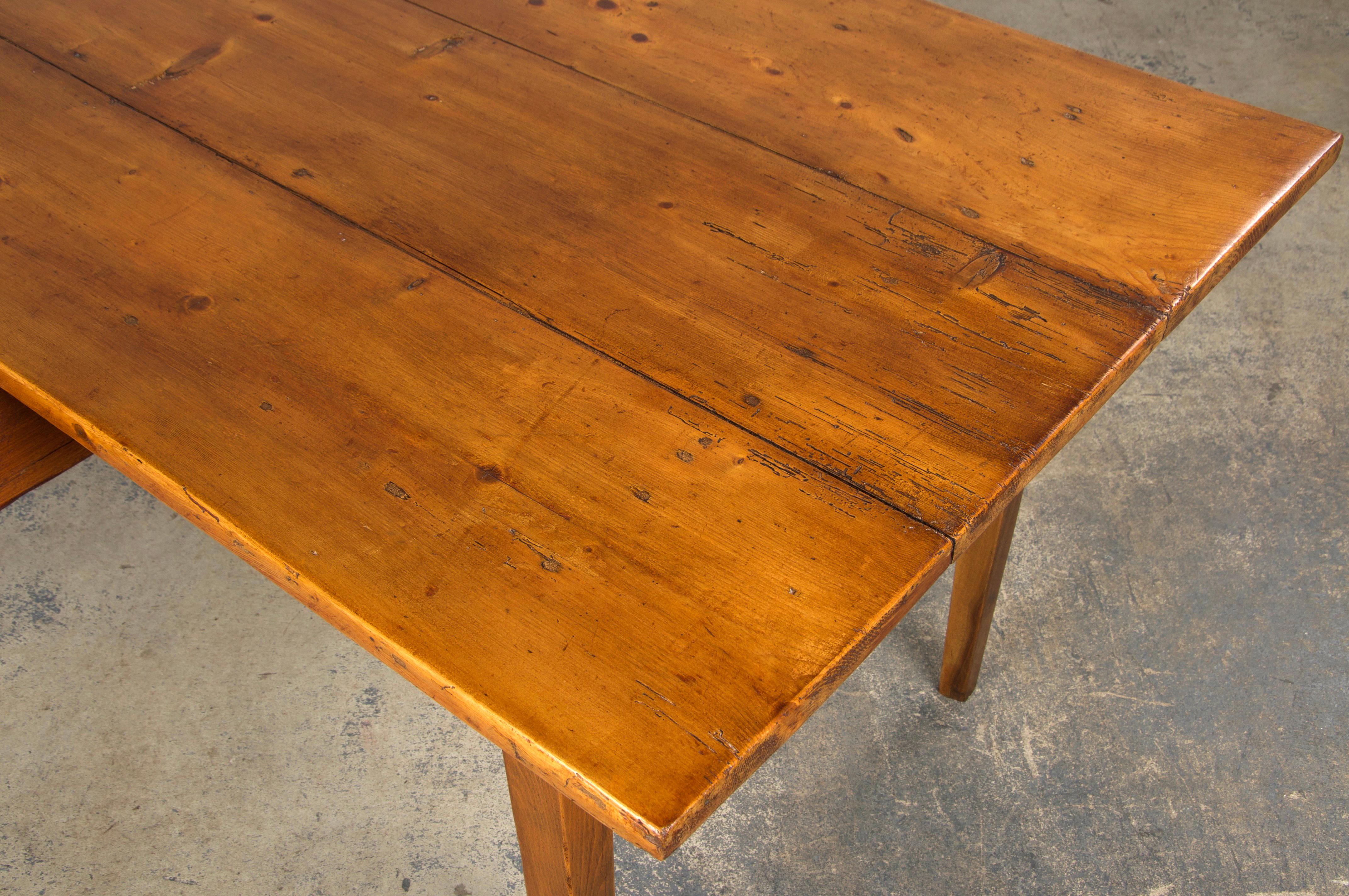 Antique Country French Mixed Wood Farmhouse Table For Sale 6