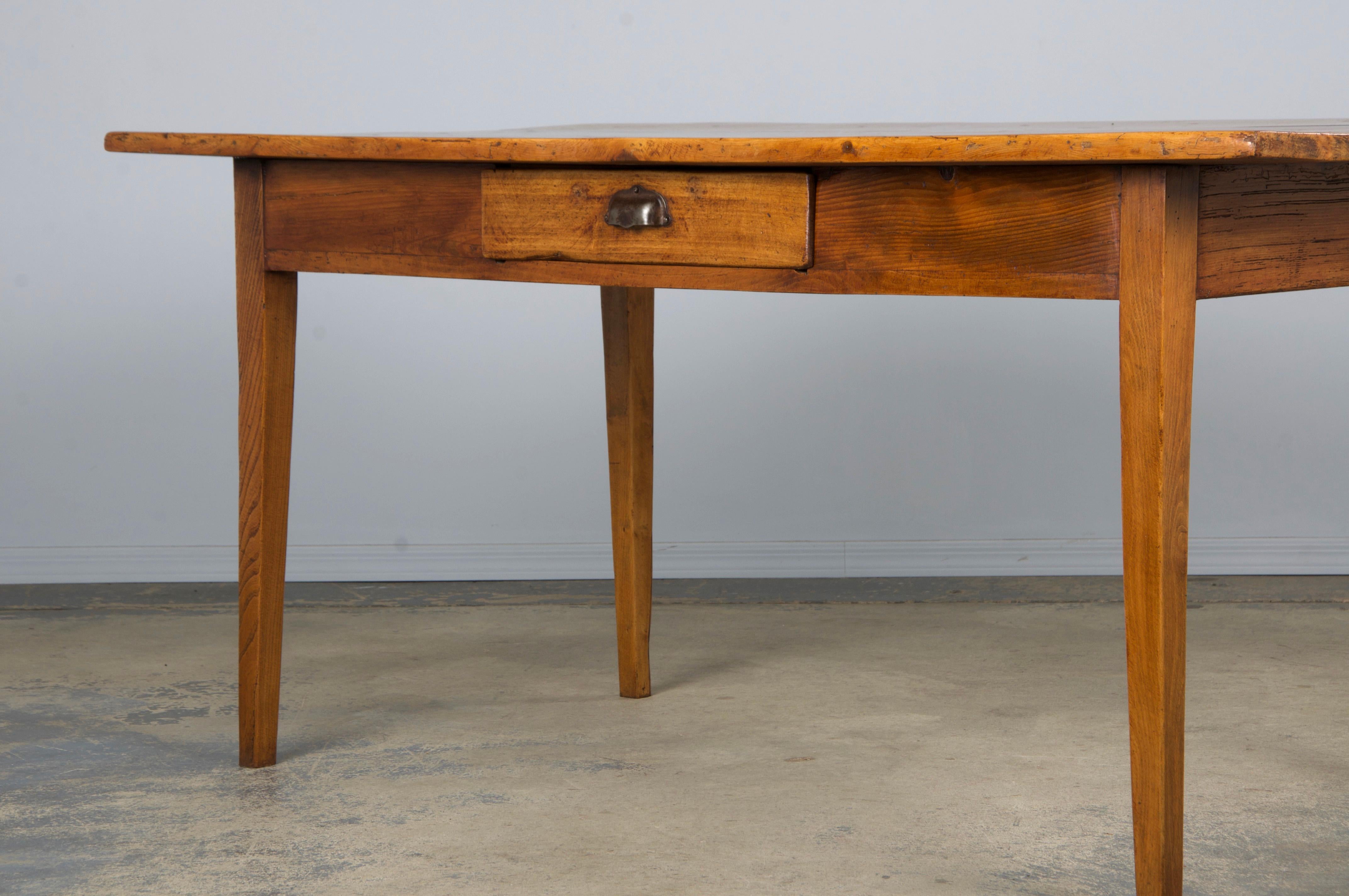 Antique Country French Mixed Wood Farmhouse Table For Sale 7