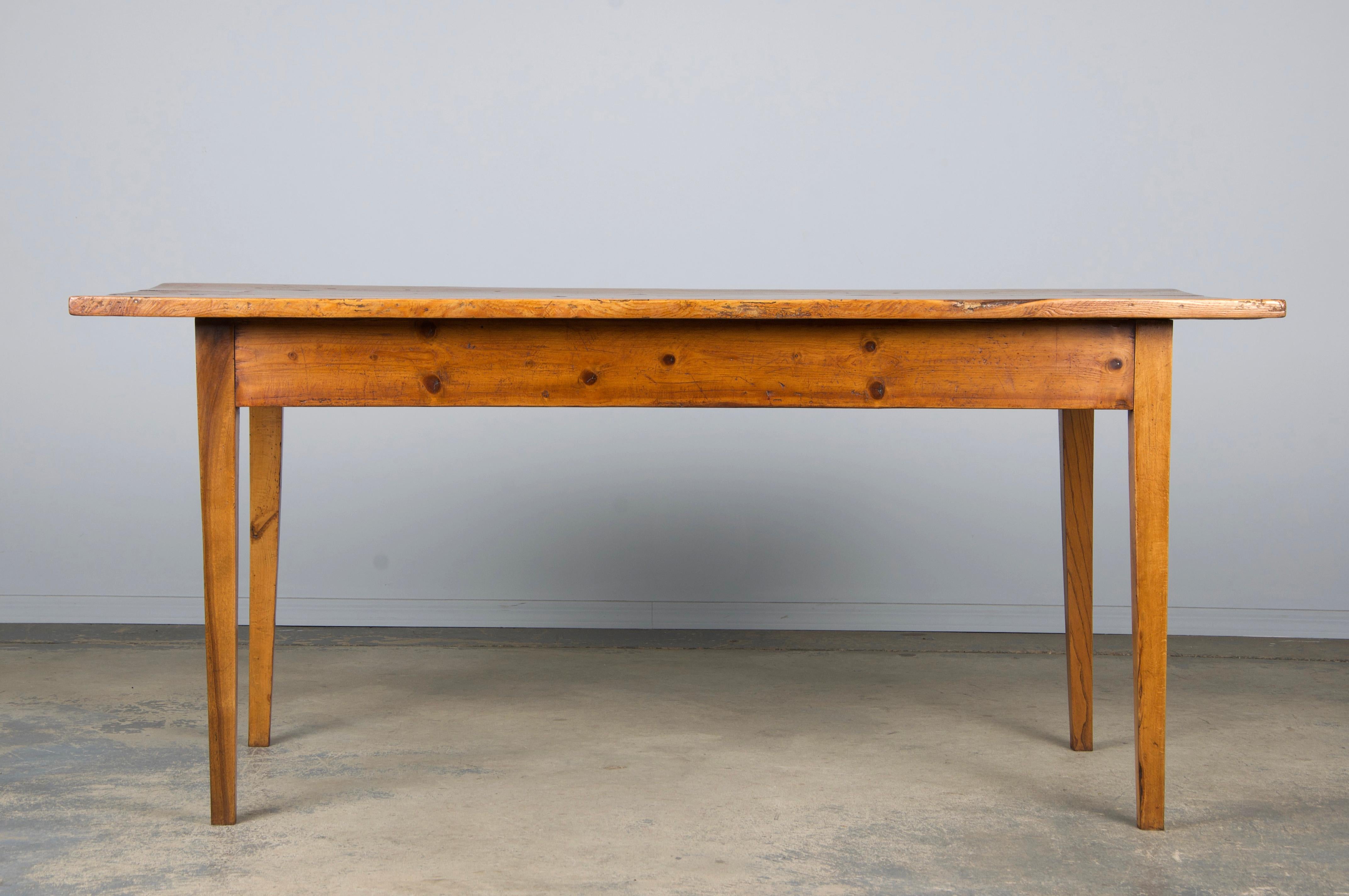 Antique Country French Mixed Wood Farmhouse Table For Sale 10