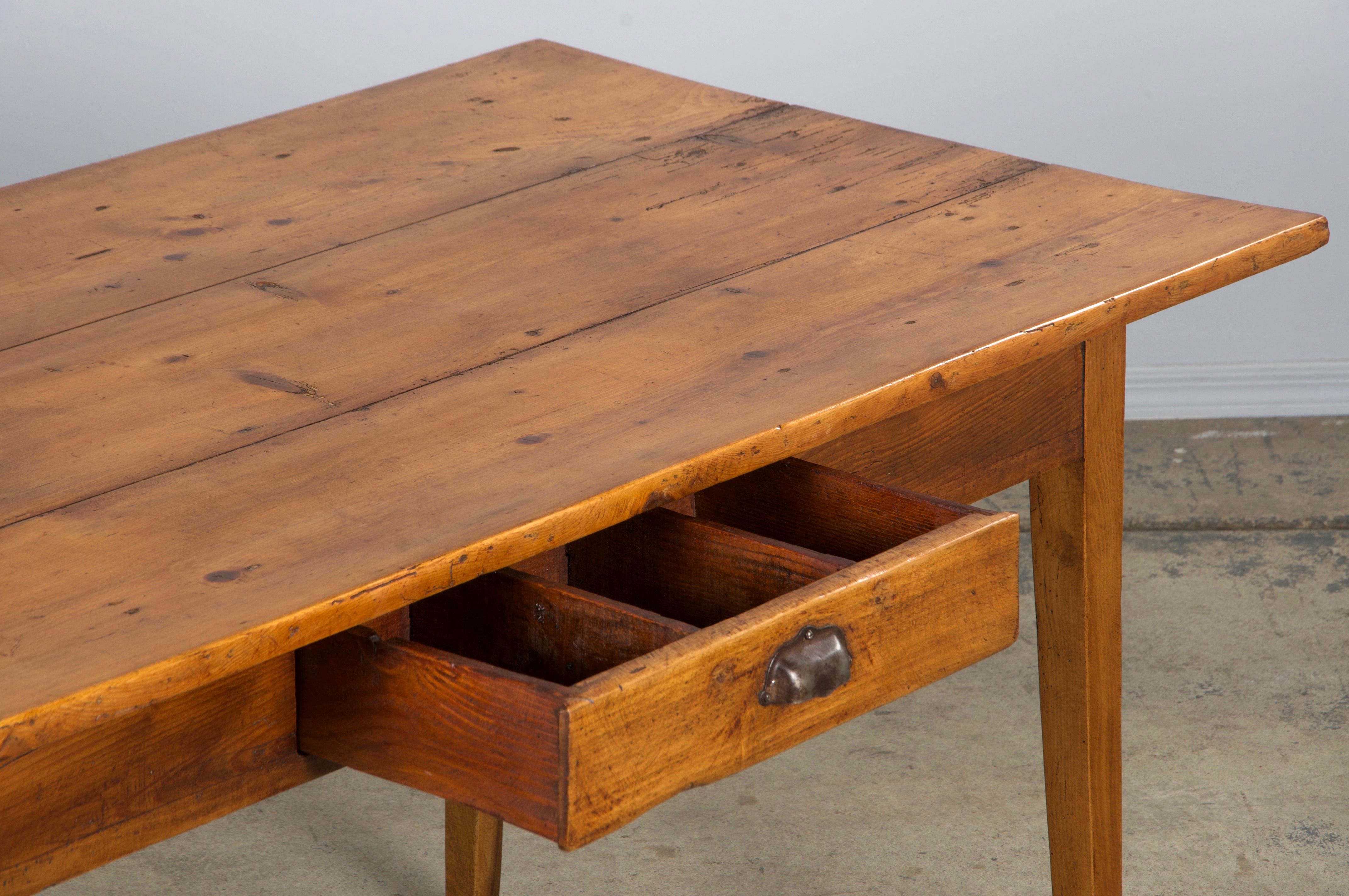 Antique Country French Mixed Wood Farmhouse Table For Sale 2