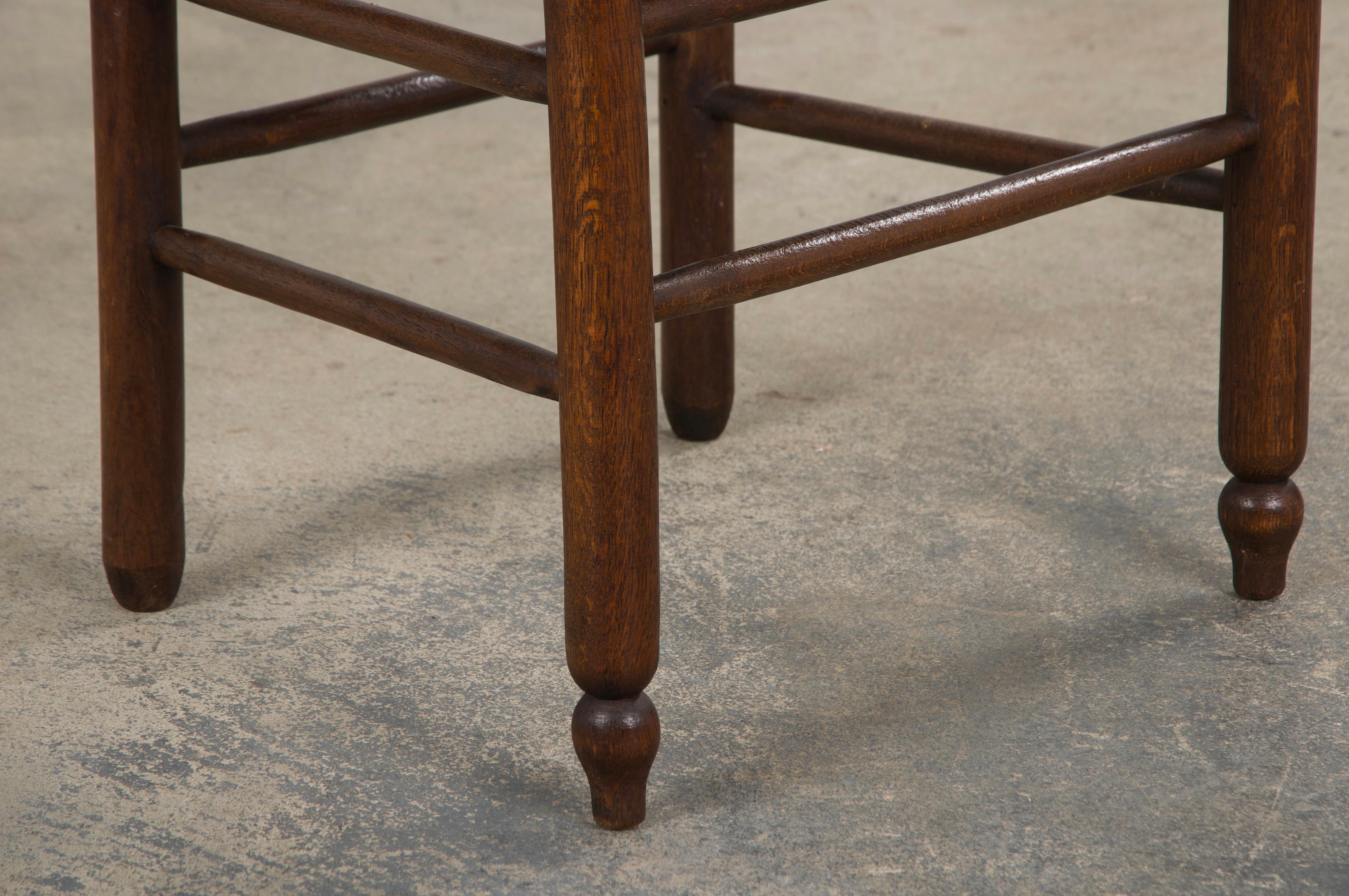Antique Country French Oak Ladder Back Dining Chairs W/ Rush Seats - Set of 10 5