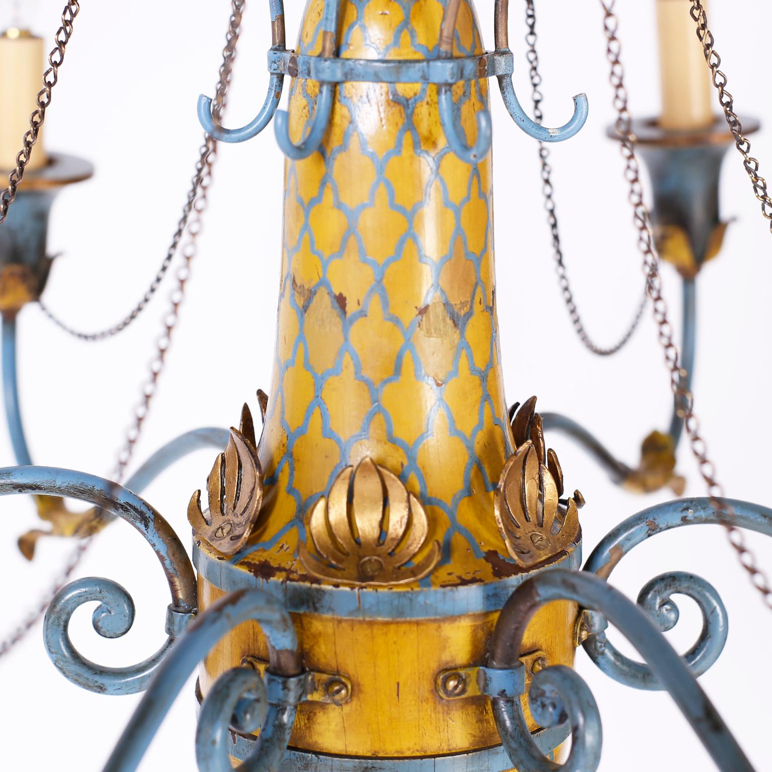 French Provincial Antique Country French Painted Chandelier