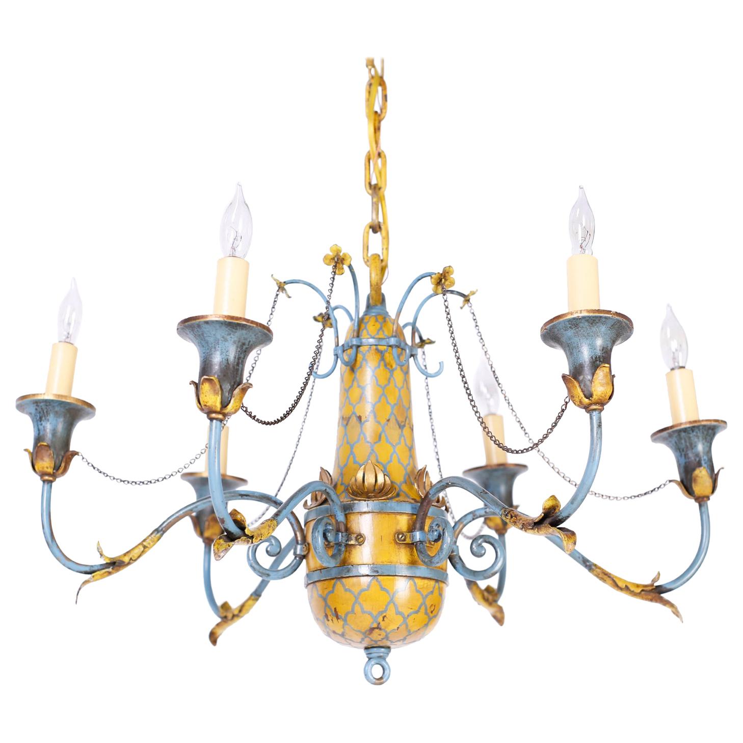 Antique Country French Painted Chandelier