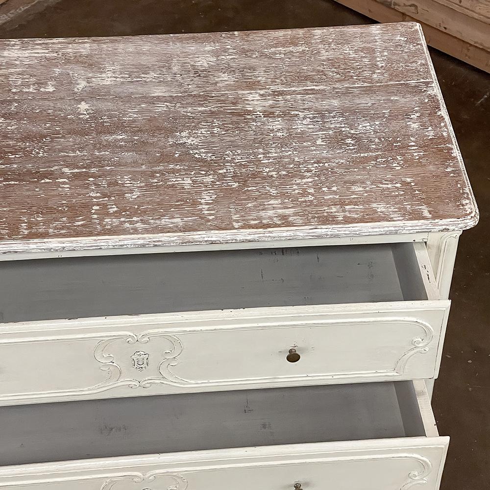 Brass Antique Country French Painted Commode ~ Chest of Drawers For Sale