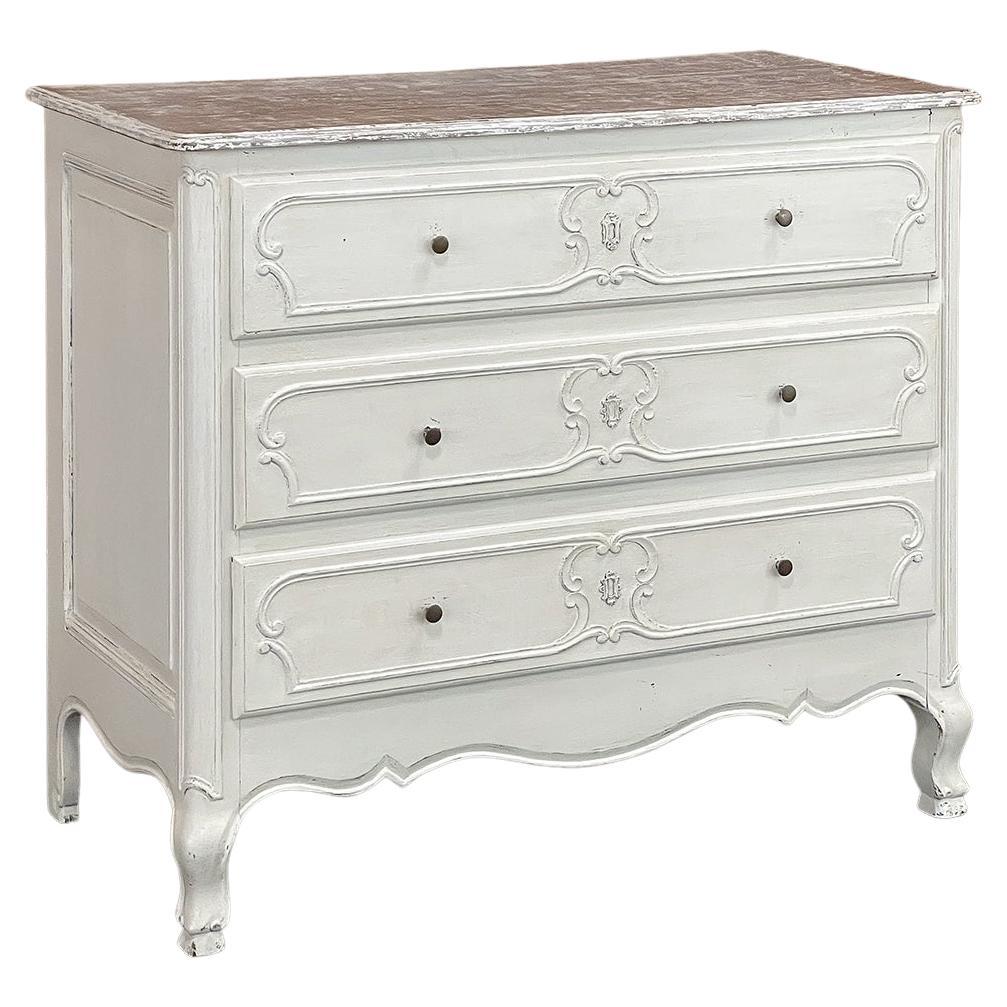 Antique Country French Painted Commode ~ Chest of Drawers For Sale