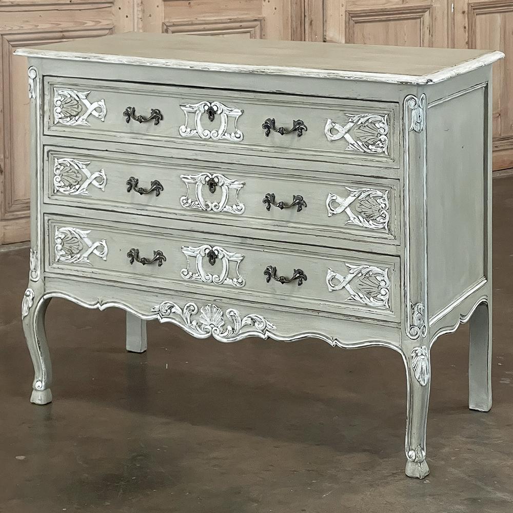 Hand-Crafted Antique Country French Painted Commode For Sale