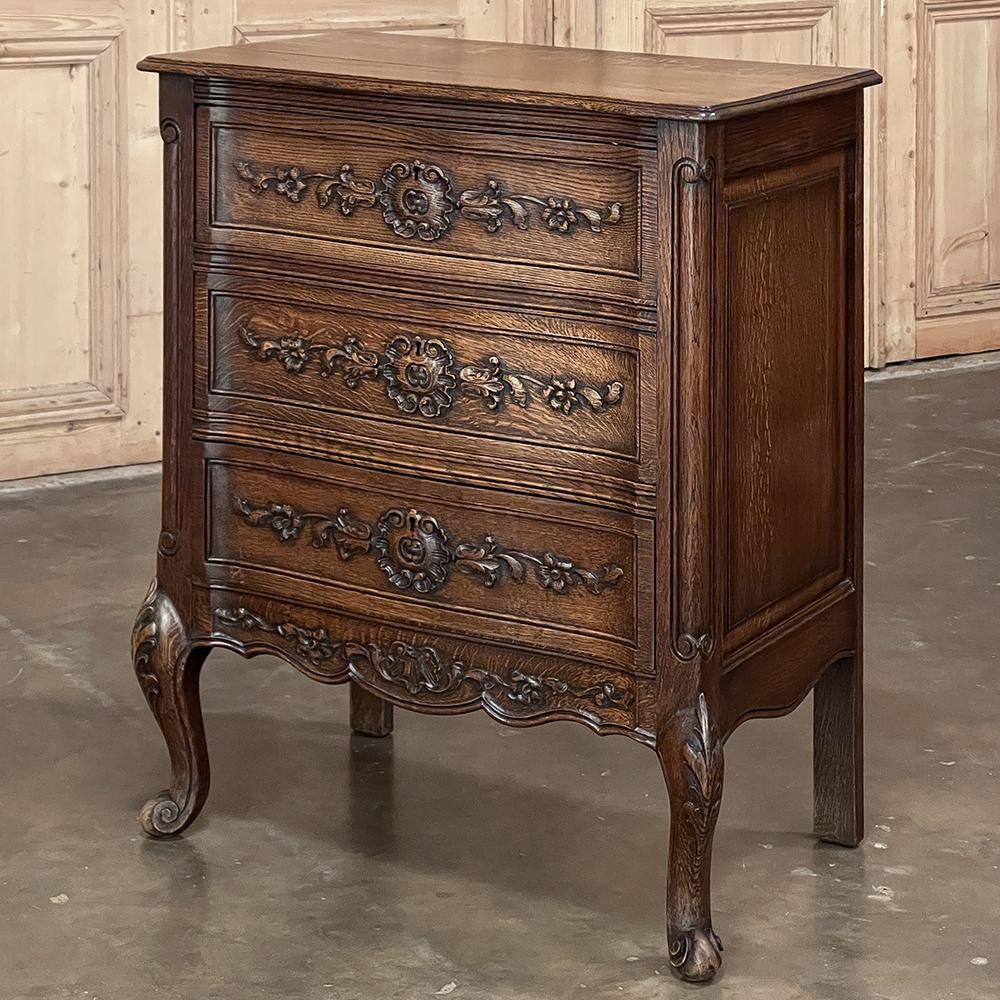 Hand-Carved Antique Country French Petite Commode ~ Chest of Drawers For Sale