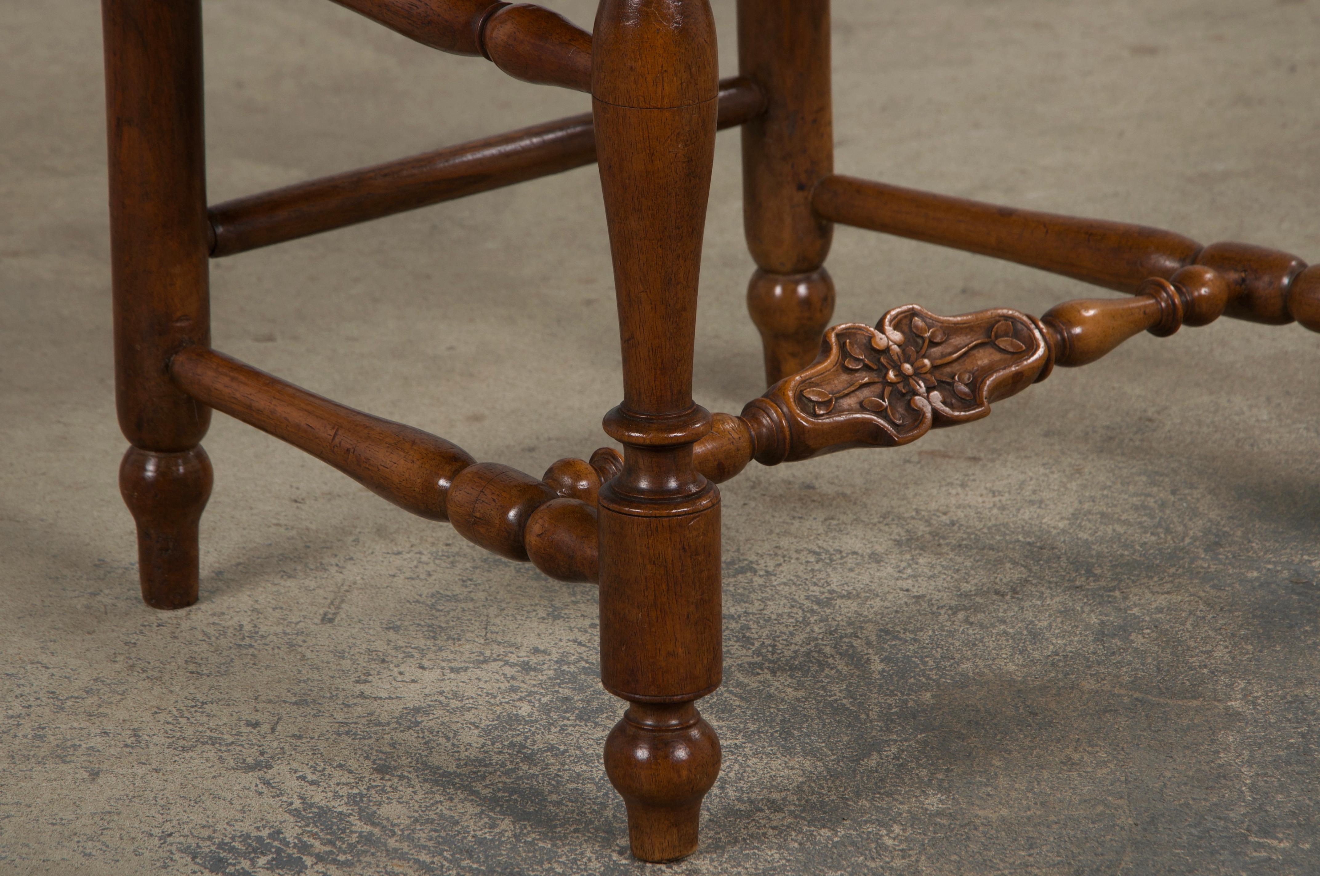 Six Antique French Provincial Ladder Back Walnut Dining Chairs W/ Rush Seats For Sale 6