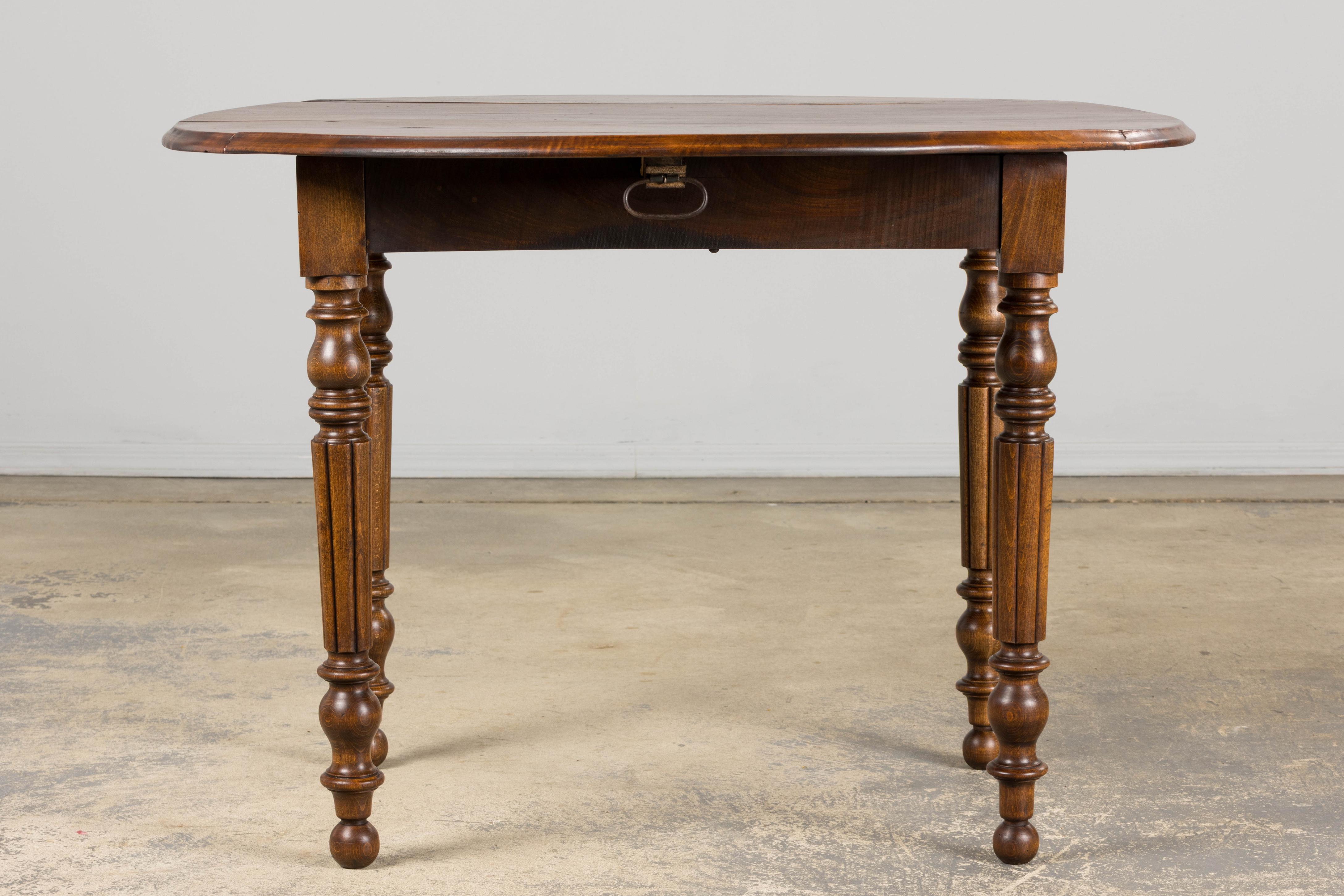 Antique Country French Provincial Maple Drop Leaf Table For Sale 14