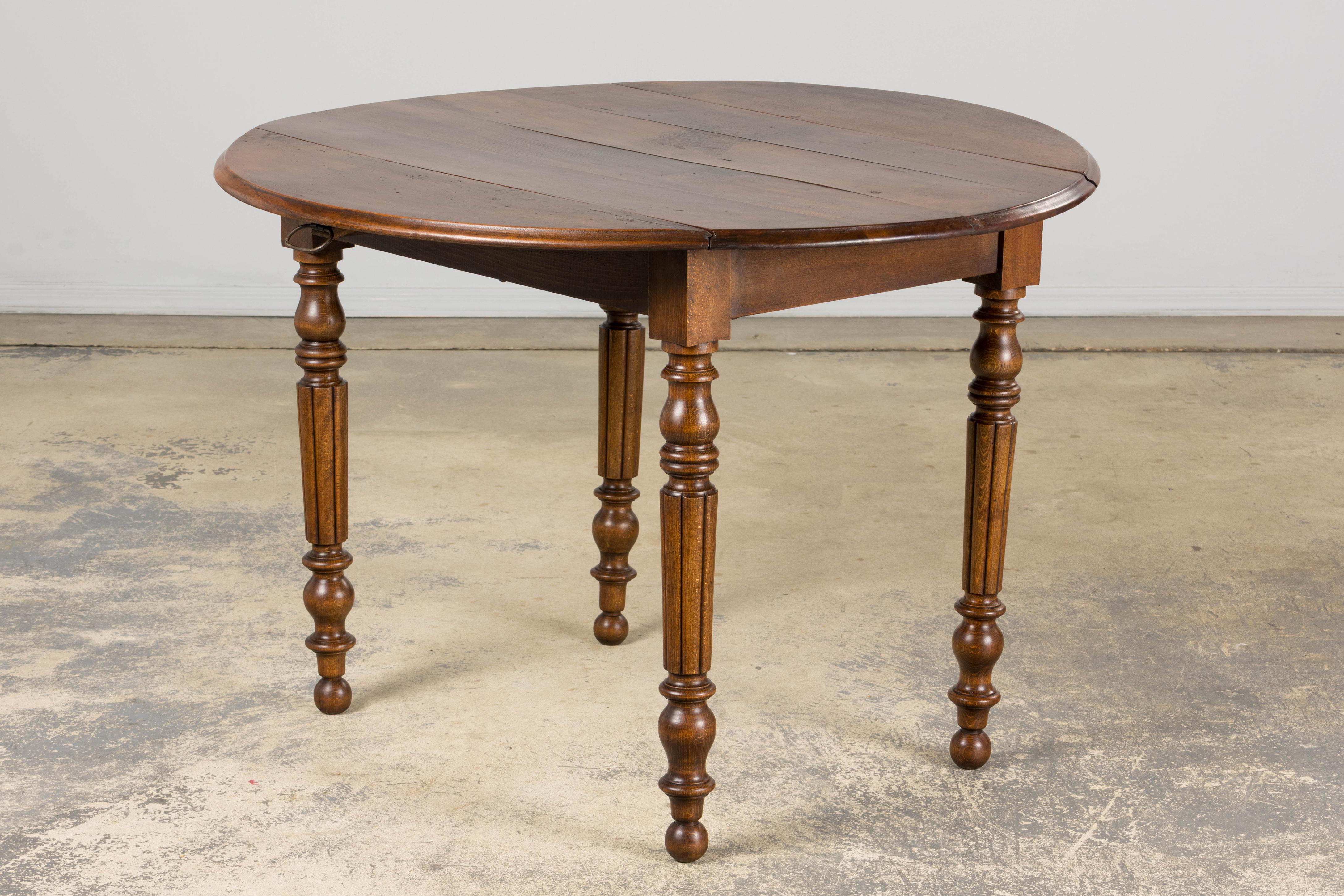 Hand-Carved Antique Country French Provincial Maple Drop Leaf Table For Sale