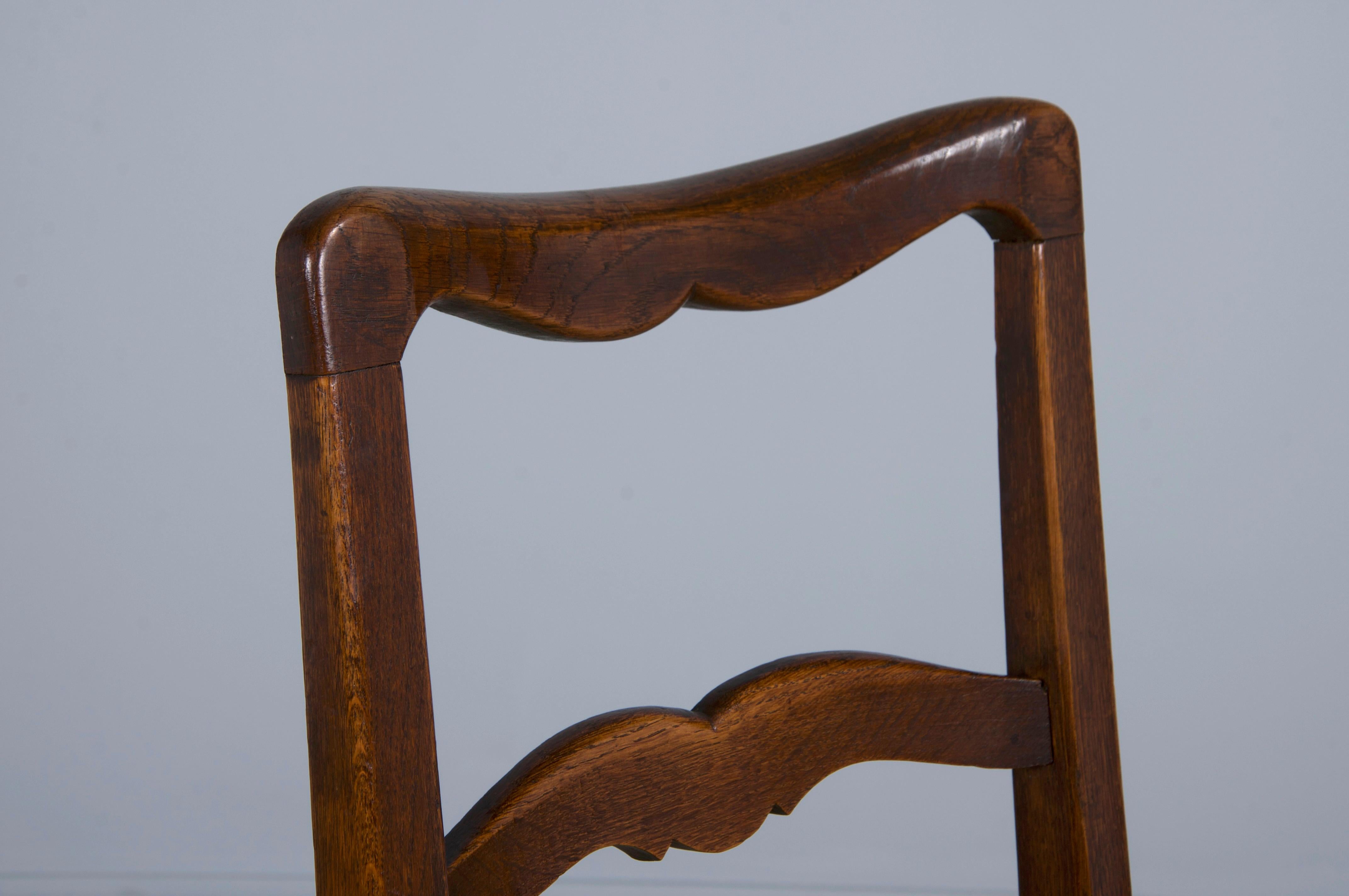 Antique Country French Provincial Oak Dining Chairs W/ Rush Seats - Set of 6 2