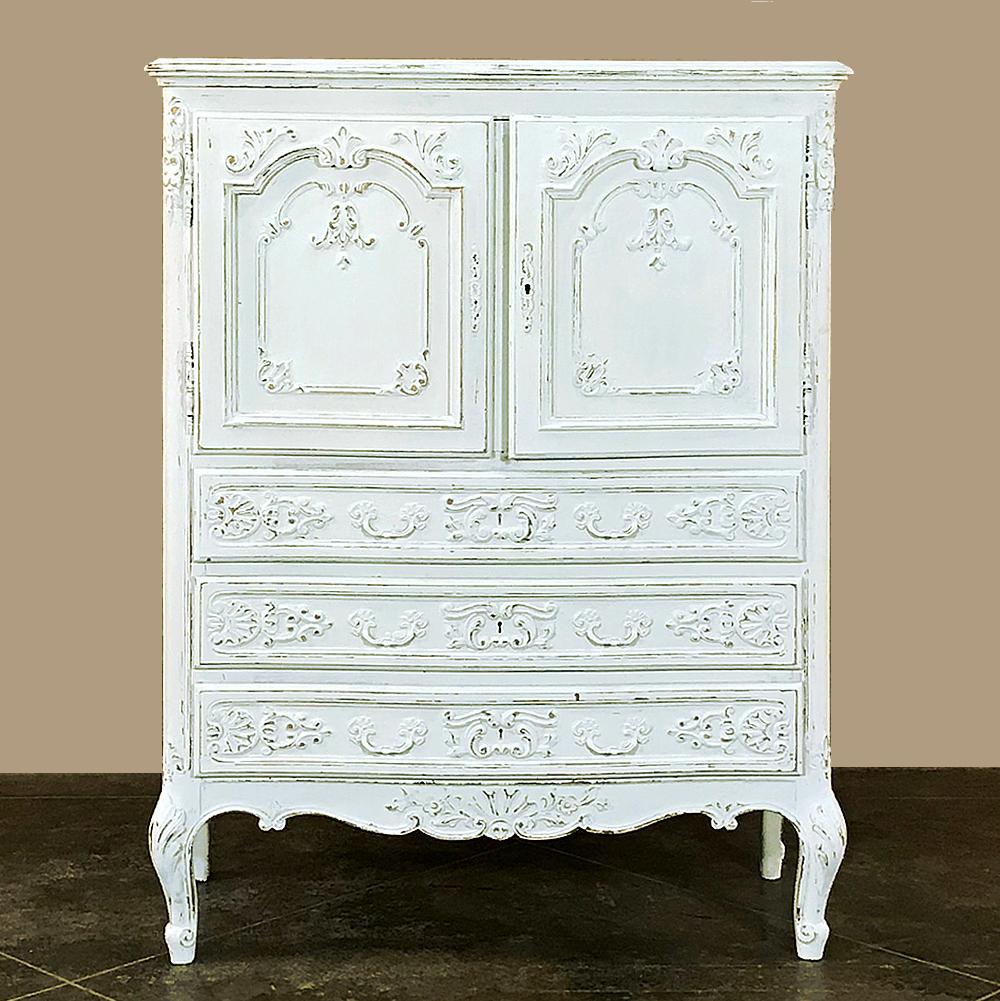 Louis XIV Antique Country French Provincial Painted Cabinet, Wardrobe For Sale