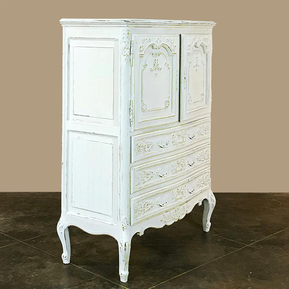 Hand-Crafted Antique Country French Provincial Painted Cabinet, Wardrobe For Sale