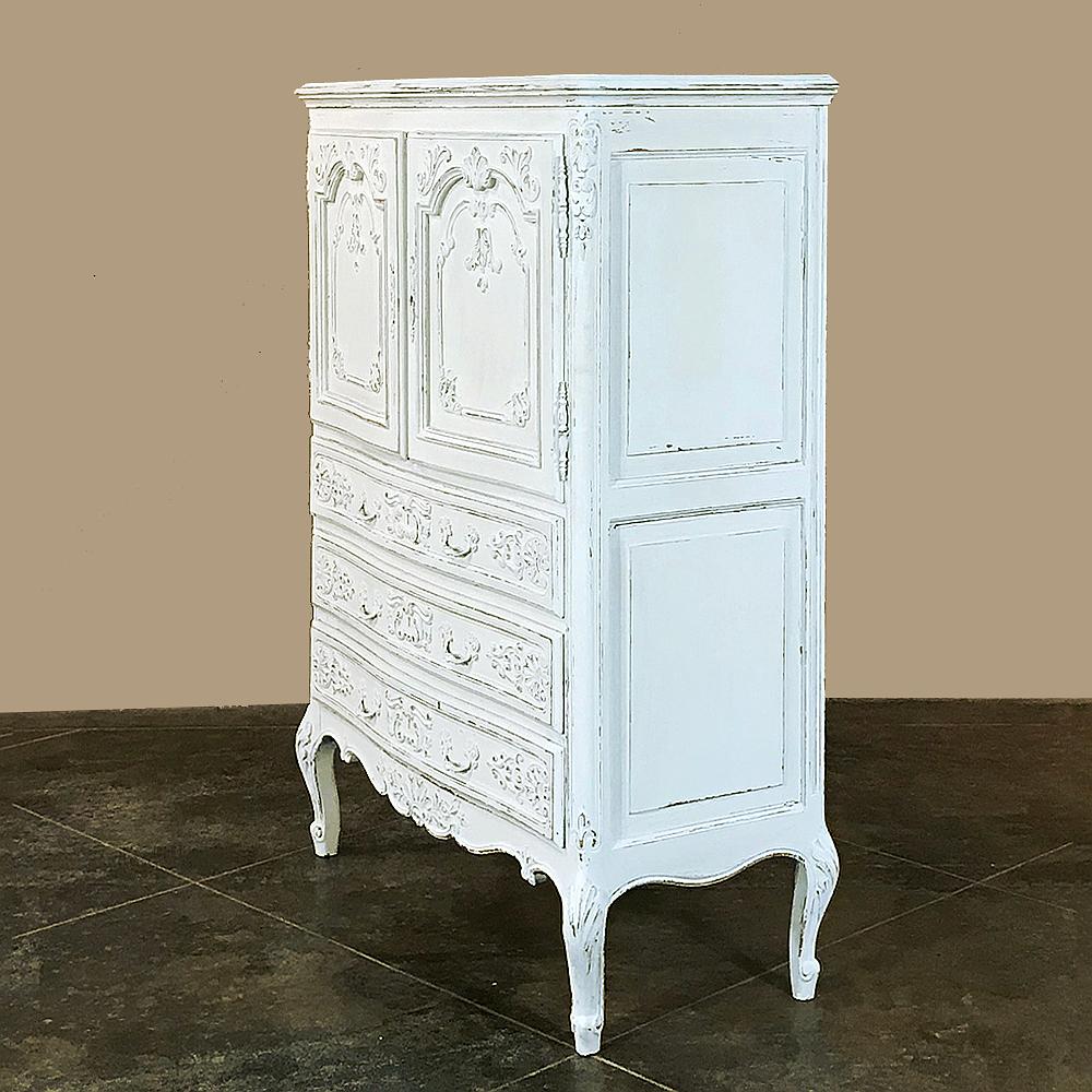 Antique Country French Provincial Painted Cabinet, Wardrobe In Good Condition For Sale In Dallas, TX