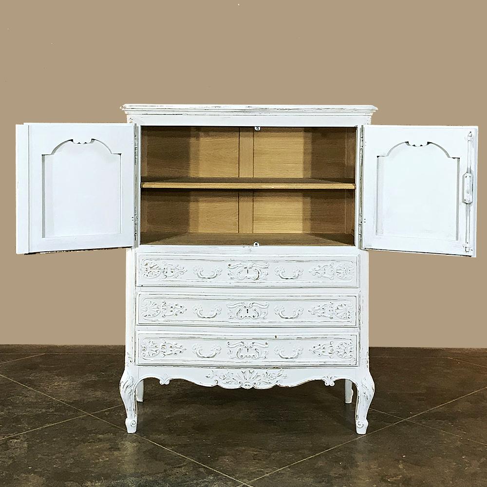 20th Century Antique Country French Provincial Painted Cabinet, Wardrobe For Sale