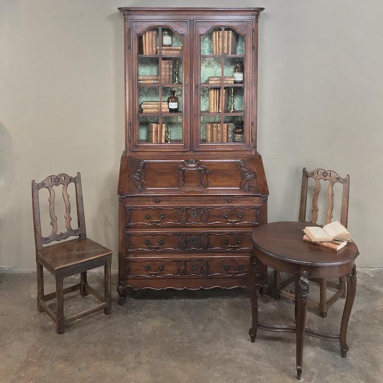 Antique Country French Provincial Secretary, Bookcase at 1stDibs