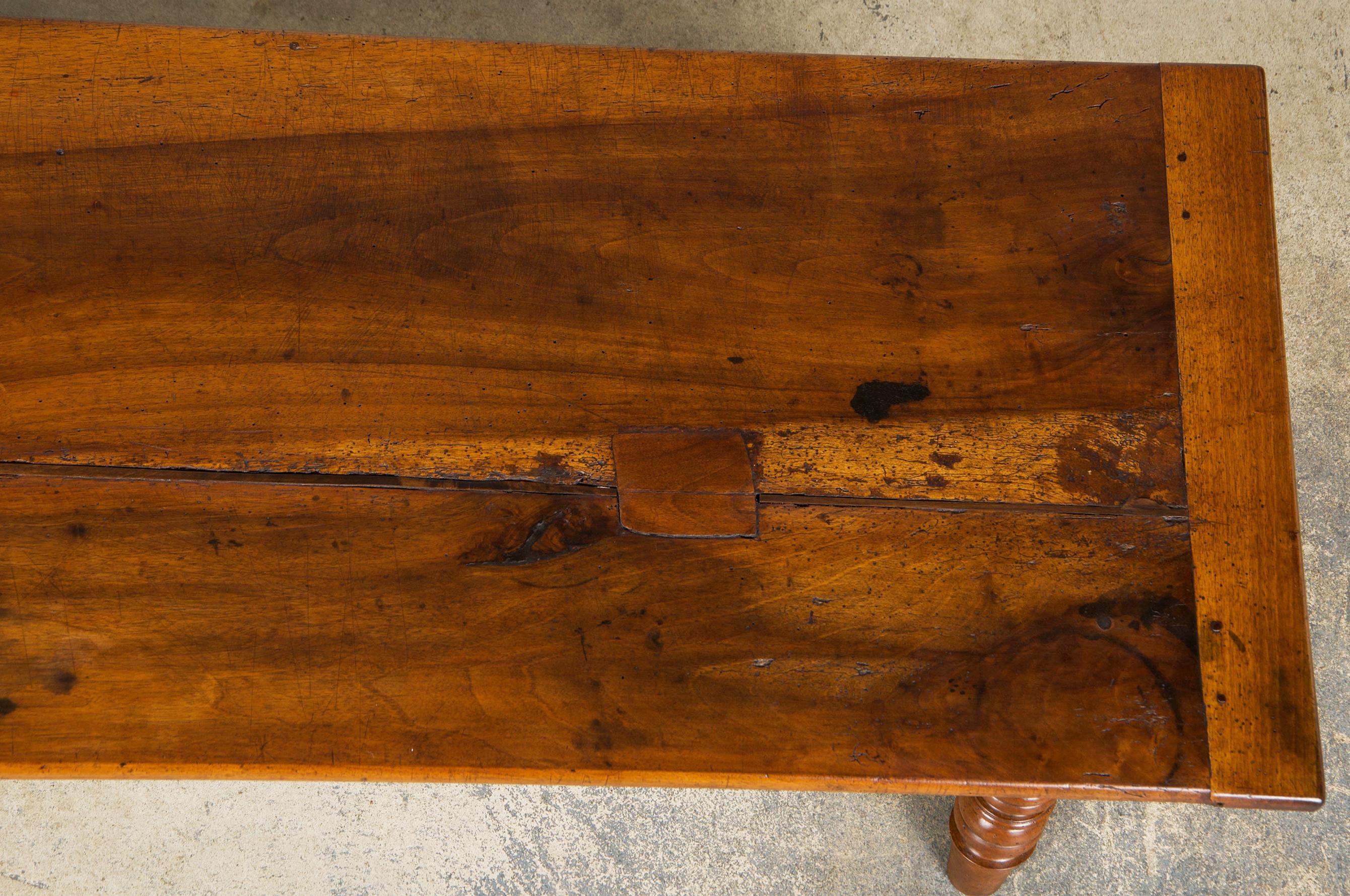 XIX secolo Antique Country French Provincial Walnut Farmhouse Coffee Table in vendita