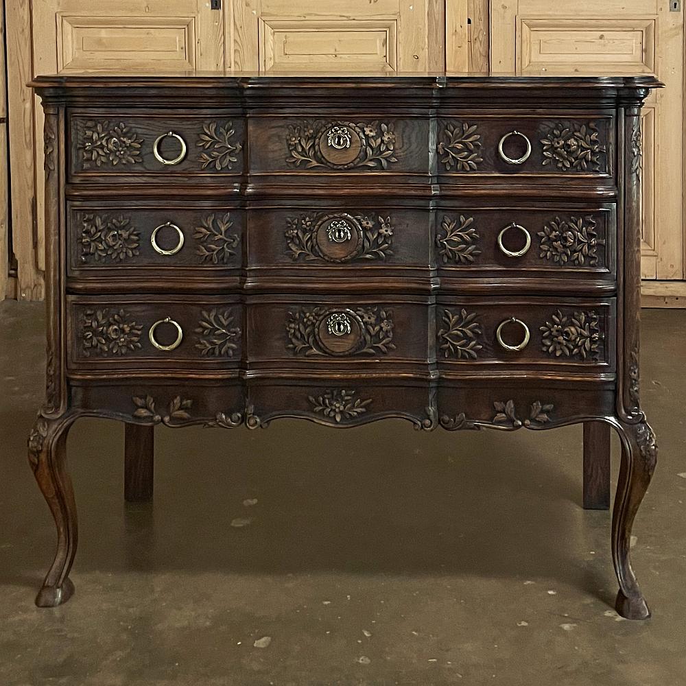 Hand-Carved Antique Country French Regence Commode For Sale