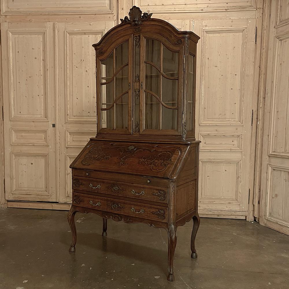 Louis XV Antique Country French Regence Style Secretary, Bookcase