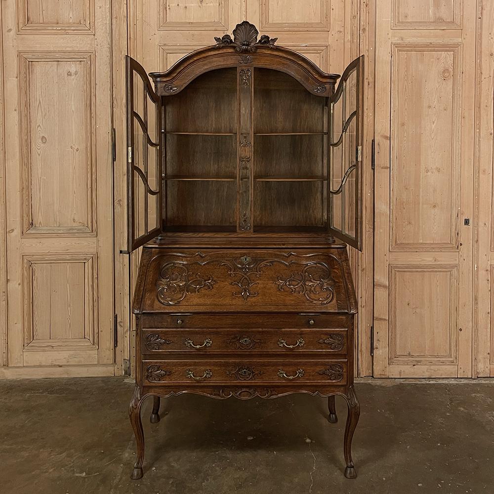 Hand-Crafted Antique Country French Regence Style Secretary, Bookcase