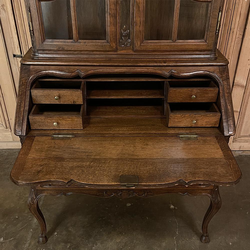 Antique Country French Regence Style Secretary, Bookcase In Good Condition In Dallas, TX