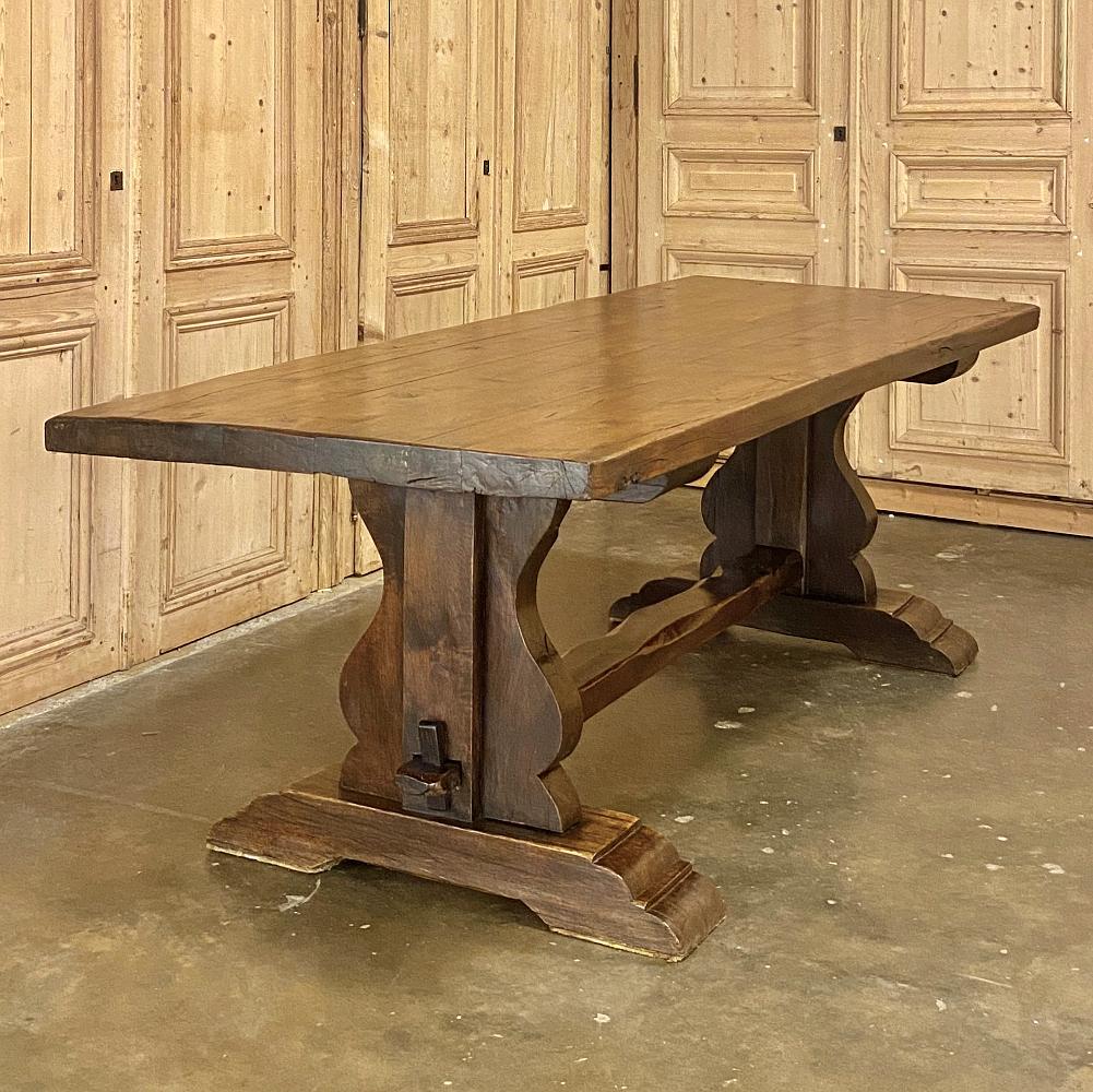 Oak Antique Country French Rustic Trestle Dining Table