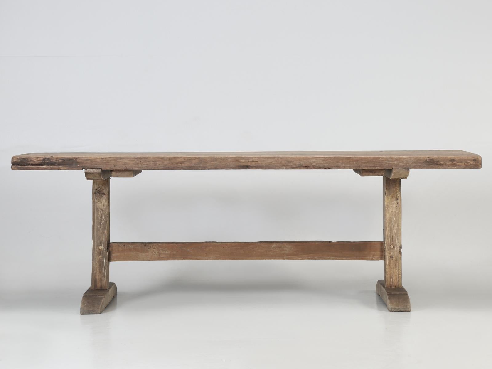 Antique Country French Rustic Trestle Dining Table in White Oak from the 1700s 7