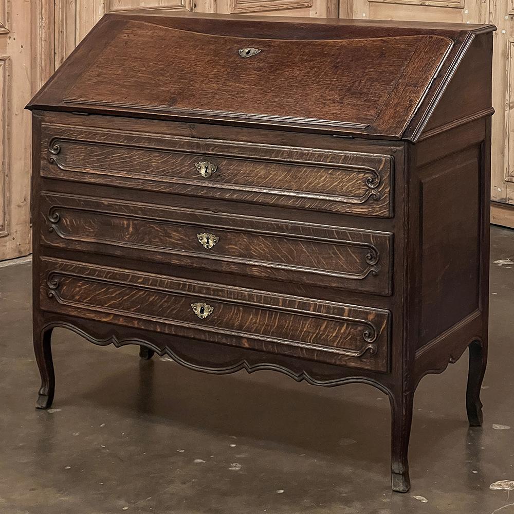 Antique Country French Secretary Desk ~ Secretaire represents the understated elegance of the genre, with stately lines accentuated with subtle molding and scrolled detail making it the perfect choice to blend with a wide variety of decors and