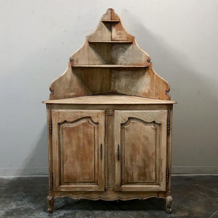 Antique Country French Stripped Corner Cabinet at 1stDibs