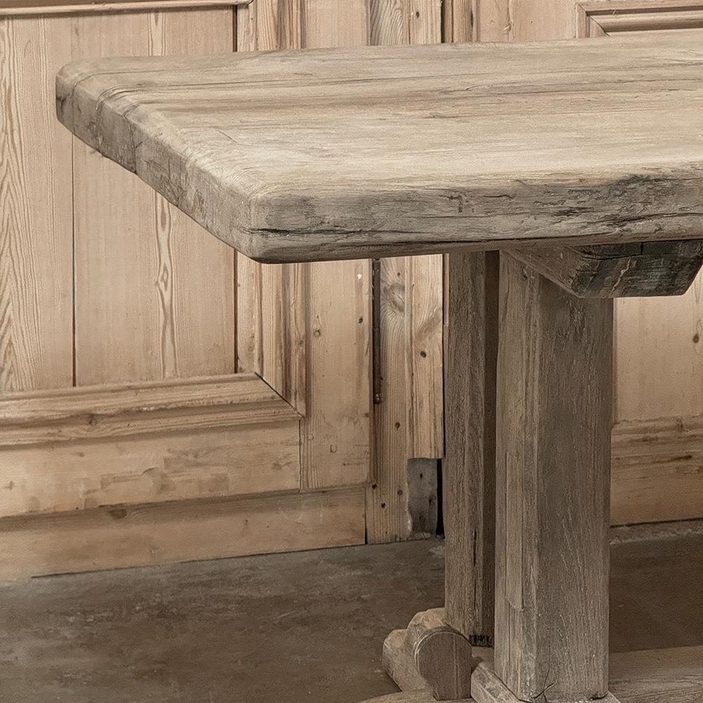 Antique Country French Stripped Oak Trestle Table For Sale 4