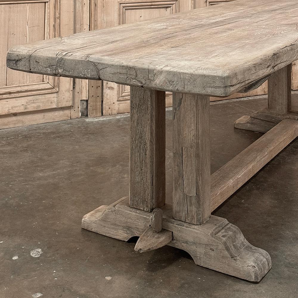 Antique Country French Stripped Oak Trestle Table For Sale 8