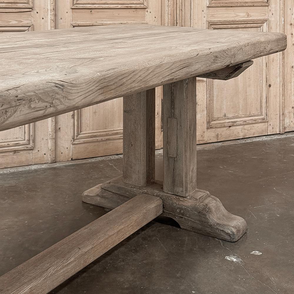 Antique Country French Stripped Oak Trestle Table For Sale 9
